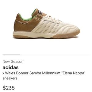 adidas x Wales Bonner Samba Millennium "Elena Nappa" sneakers (NEW)

Size 8